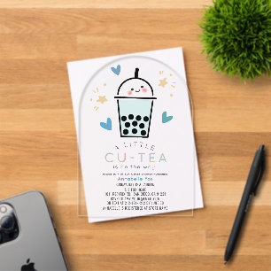 Boba Bubble Tea Blue Boy Baby Shower Acryleinladungen