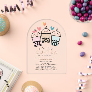 Boba Bubble Tea geschlechtsneutrale Babyparty Acryleinladungen
