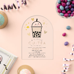 Boba Bubble Tea geschlechtsneutrale Babyparty Acryleinladungen