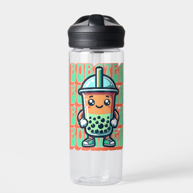 Boba Bubble Tea Kawaii Niedlicher Cartoon Trinkflasche (Vorderseite)