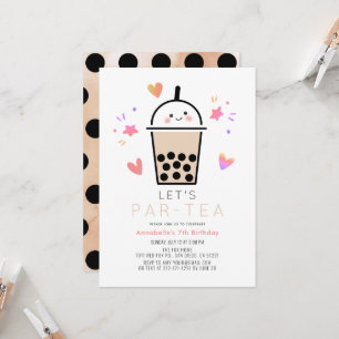 Boba Bubble Tea Party Par-tea Kindergeburtstag Einladung