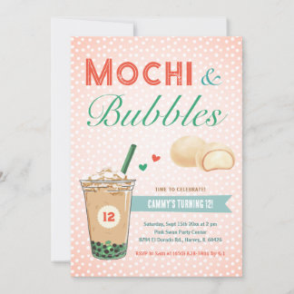 Boba Bubble Tee Mochi Sweet Kids Teen Girl Teenage Einladung