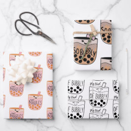 Boba Bubble Tee Niedlich und lustig Geschenkpapier Set