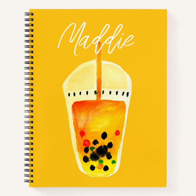 Boba Bubble Teebilderkunst Notizbuch (Vorderseite)
