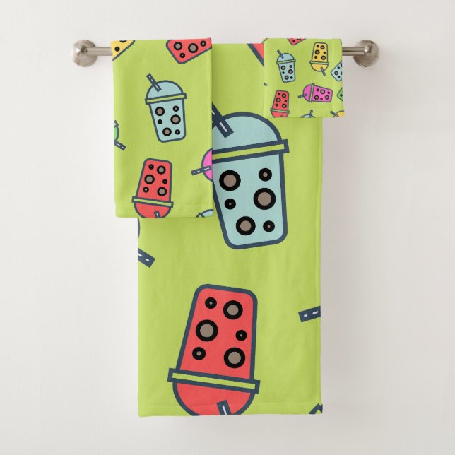 Boba Bubble Tees Muster Badhandtuch Set (Insitu)