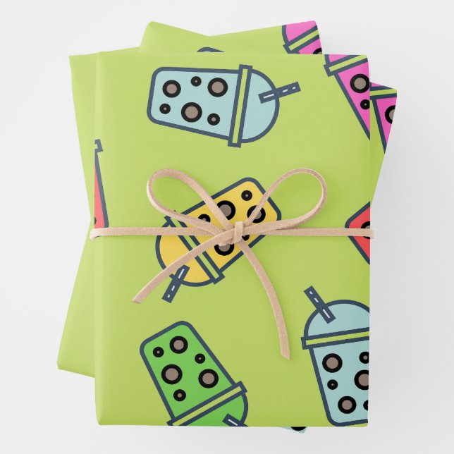 Boba Bubble Tees Muster Geschenkpapier Set (Beispiel)