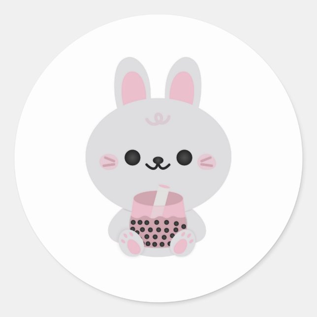 Boba Bunny Pink Runder Aufkleber (Vorderseite)