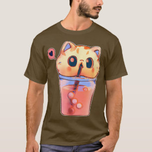 Boba Cat Drinking Bubble Tee Anime Neko Kawaii