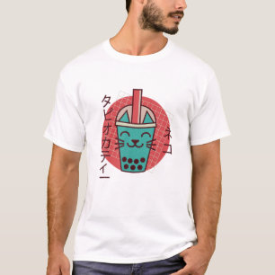 Boba Cat Drinks Boba Kitten Kawaii Japanischer Kit T-Shirt
