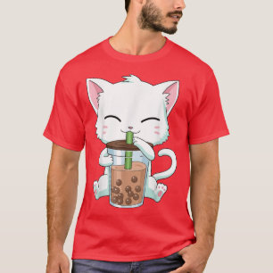 Boba Cat Drinks Boba Kitten Kawaii Japanischer Kit T-Shirt