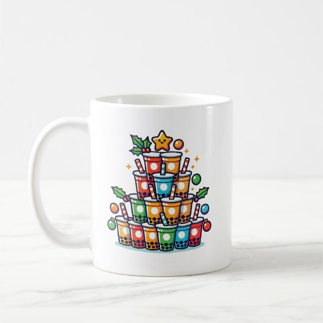 Boba Christmas Tree - Funny Bubble Tee Urlaub Kaffeetasse (Links)