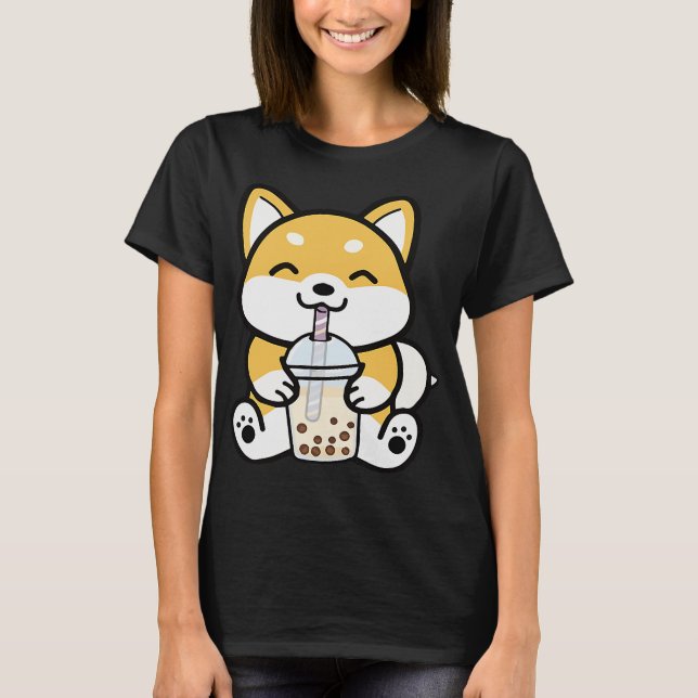 Boba Corgi | Milchtee | Corgi Lover T-Shirt (Vorderseite)