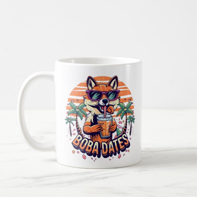 Boba Dates Trendy Cool Fox Drinks Boba Tea Kaffeetasse (Links)