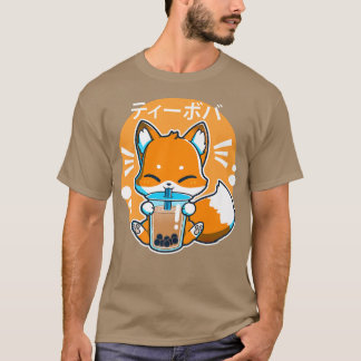 Boba Fox Drinks Kawaii Japanischer Fox Blase Milch T-Shirt