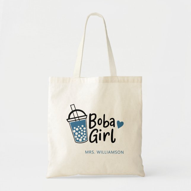 Boba Girl Bubble Tee Lover Personalisiert Tragetasche (Vorne)
