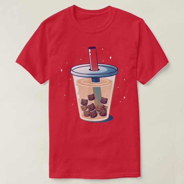 Boba Kätzchens Anime Cats Boba Tea Blase Japanisch T-Shirt (Design vorne)