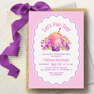 Boba Milchtee Mädchen Geburtstag Einladung