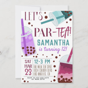 Boba Milk Par Thé Invitation Anniversaire