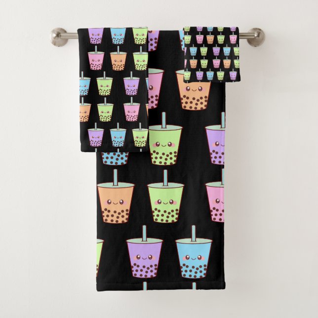 Boba Milk Tea Flavors Badhandtuch Set (Insitu)