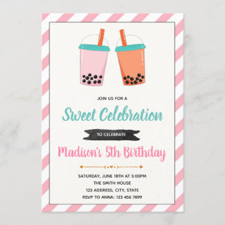 Boba Milktea Einladung zum Geburtstag
