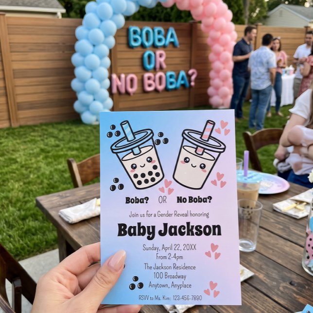 Boba oder kein Boba Bubble Tea Boba Geschlechterer Einladung (Von Creator hochgeladen)