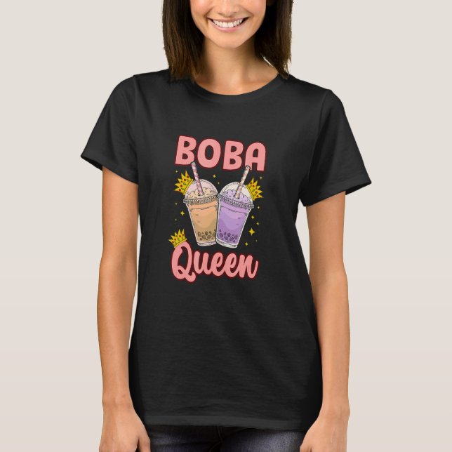 Boba Queen Graphic Tea Tea Drinker Tea Brewing Cup T-Shirt (Vorderseite)
