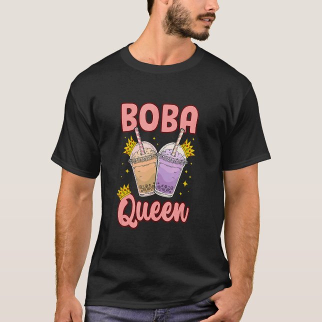 Boba Queen Graphic Tea Tea Drinker Tea Brewing Cup T-Shirt (Vorderseite)