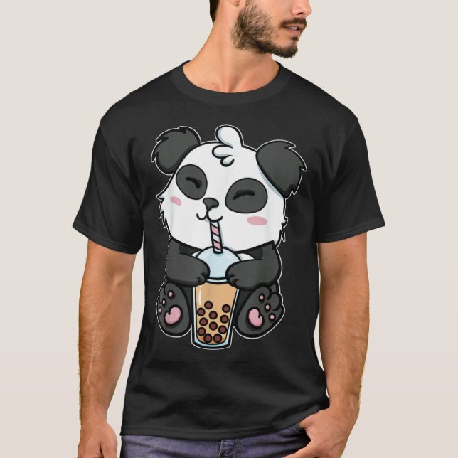 Boba Tapioca Pearls Bubble Milk Tea Drink Panda T-Shirt (Vorderseite)