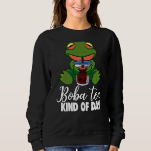 Boba Tea Art Day Frog & Boba Women Boba Tea Sweatshirt