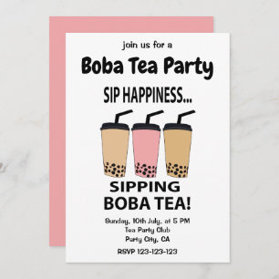 Boba Tea Bubble Tea Boba Tea Party Einladung