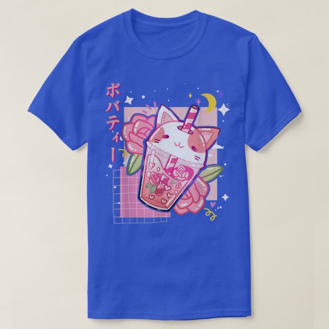 Boba Tea Cat Bubble Tea Kawaii Anime Japanisches M T-Shirt (Design vorne)