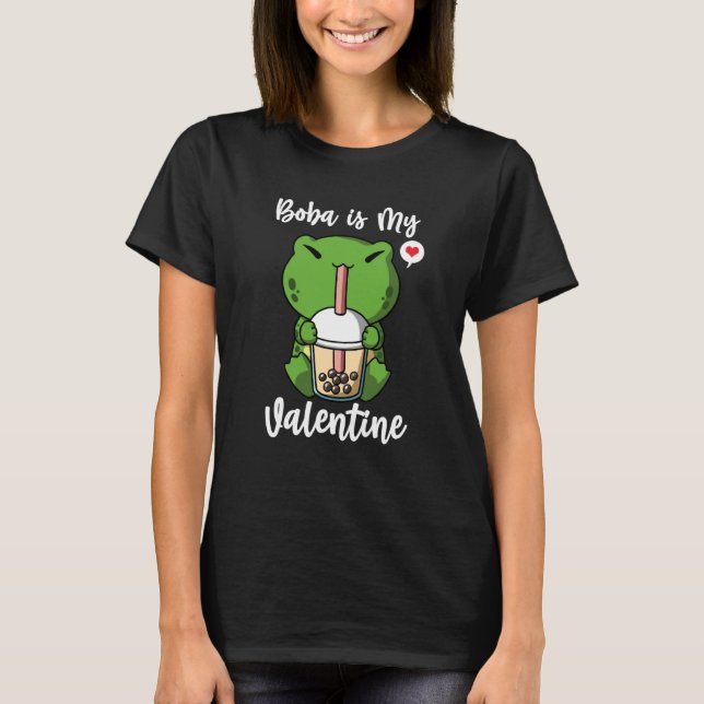 Boba Tea is My Valentine Frog Anti Valentines Day T-Shirt (Vorderseite)