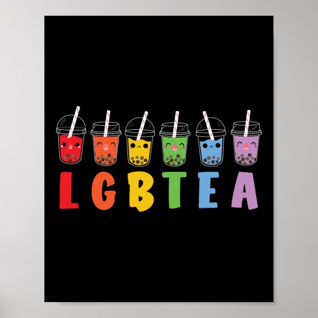 Boba Tea LGBTea LGBT Pride Rainbow Poster (Vorne)