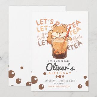 Boba Tea Shiba Inu Invitation Anniversaire
