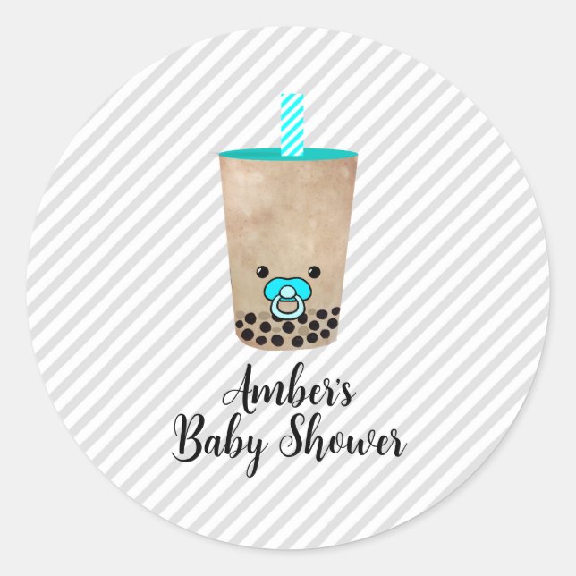 Boba Tee Inspiriert Babyduschaufkleber Runder Aufkleber (Vorderseite)