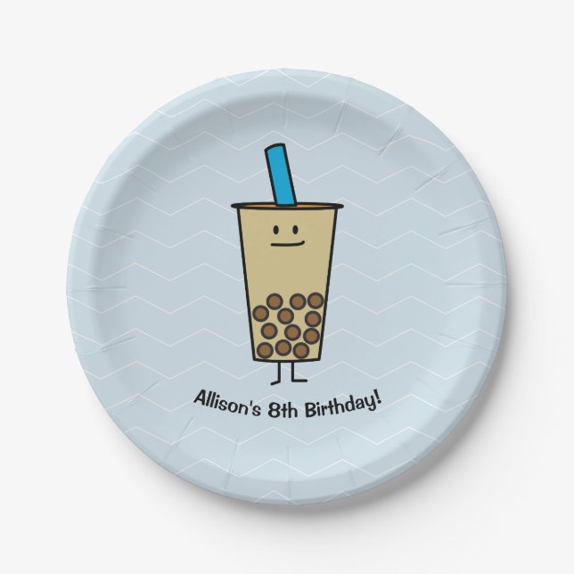 Boba Tee trinken Milch Taro Tapioca Papierplatte Pappteller (Vorderseite)