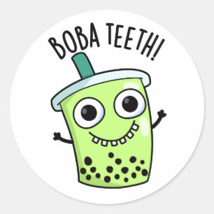 Boba Teeth Funny Boba Tea Pun Runder Aufkleber