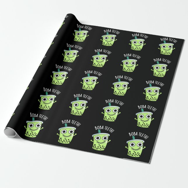 Boba Teeth Funny Boba Tee Pun Dark BG Geschenkpapier (Ungerollt)