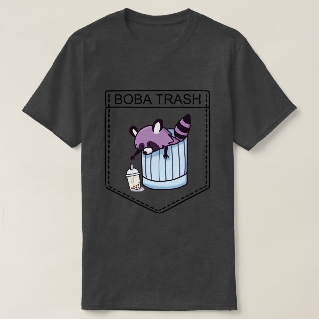 Boba Trash Racoon Tshirt Pocket (Design vorne)