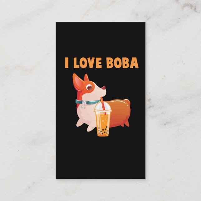 Boba Welsh Corgi Pembroke Bubble Tee Kawaii Hund Visitenkarte (Vorderseite)