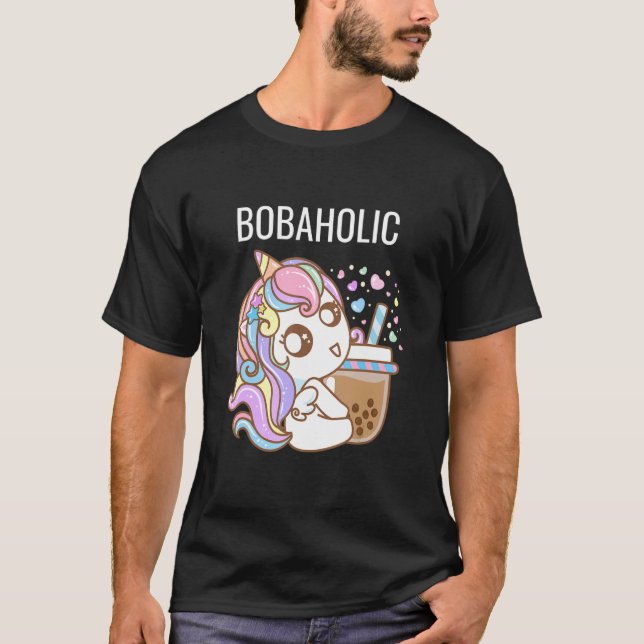 Bobaholic Funny Unicorn Bubble Tee Shirts Frauen (Vorderseite)