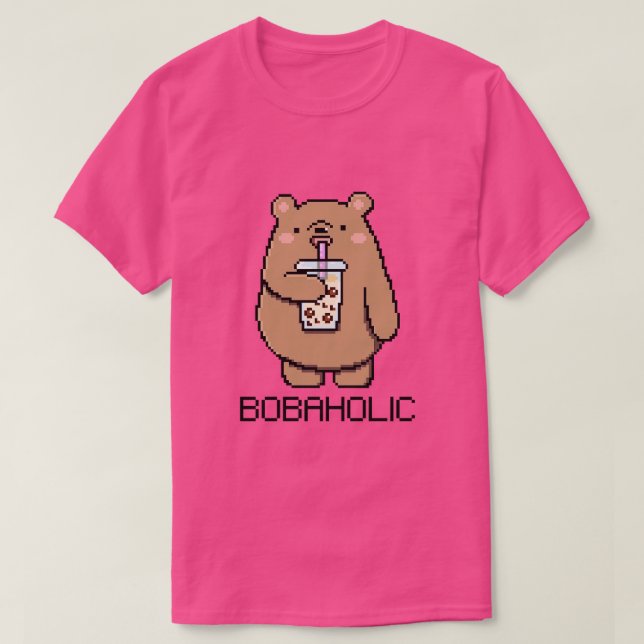 Bobaholic Pixel Bear Lieben Boba Tee (Design vorne)
