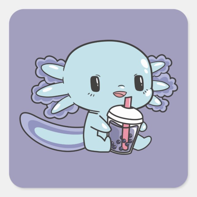 Bobalotl Axolotl Lovers Sweet Animals Bubble Tee S Quadratischer Aufkleber (Vorderseite)