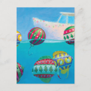 Bobber Fish Bulles Carte postale de Noël