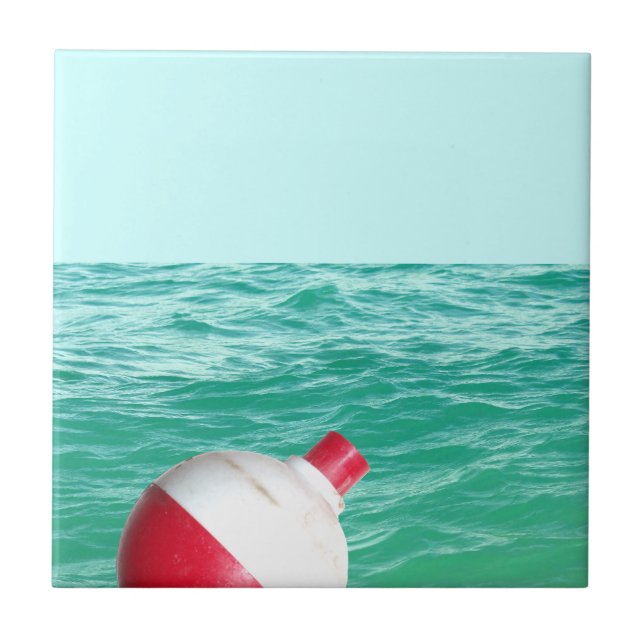 Bobber im Wasser fischen Fliese (Vorderseite)