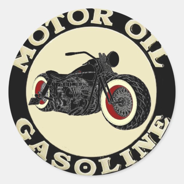 - Bobber - Motor Oil - Gasoline Runder Aufkleber (Vorderseite)