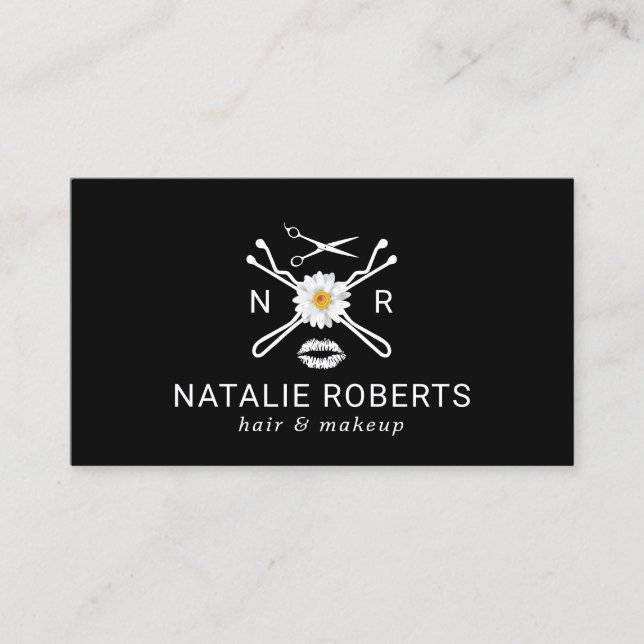 Bobby-Buttone für Blumenhaare Logo Schönheitssalon Visitenkarte (Vorderseite)