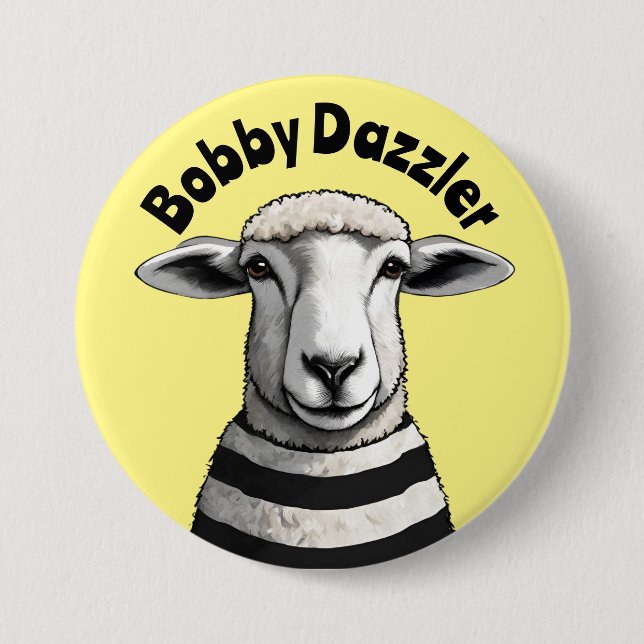 Bobby Dazzler, Geordie Button, Stripy Schafe, Lamm Button (Vorderseite)