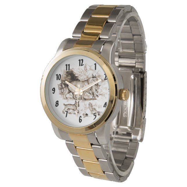 Bobcat Familie Armbanduhr (Schrägansicht)