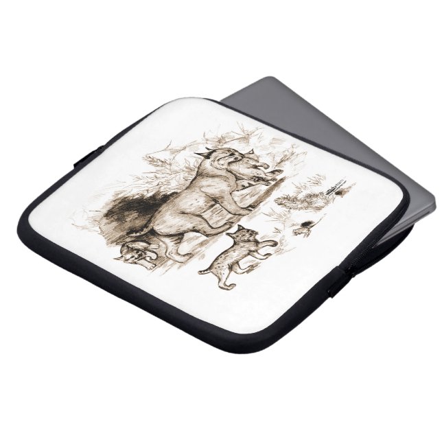 Bobcat Familie Laptopschutzhülle (Vorne Oben)